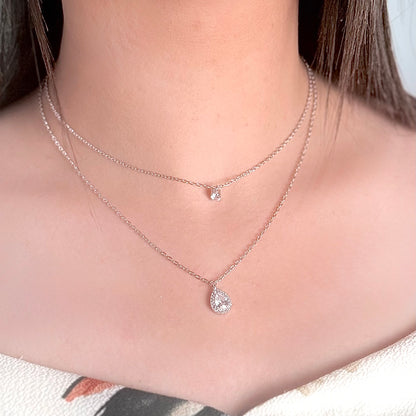Double Layer Silver Necklace - Elegant Two Layers