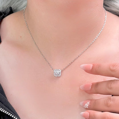 Crystal Box Shaped Stone Necklace
