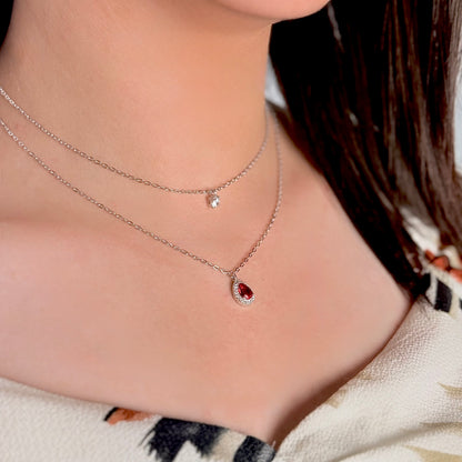 Double Layer Silver Necklace - Elegant Two Layers