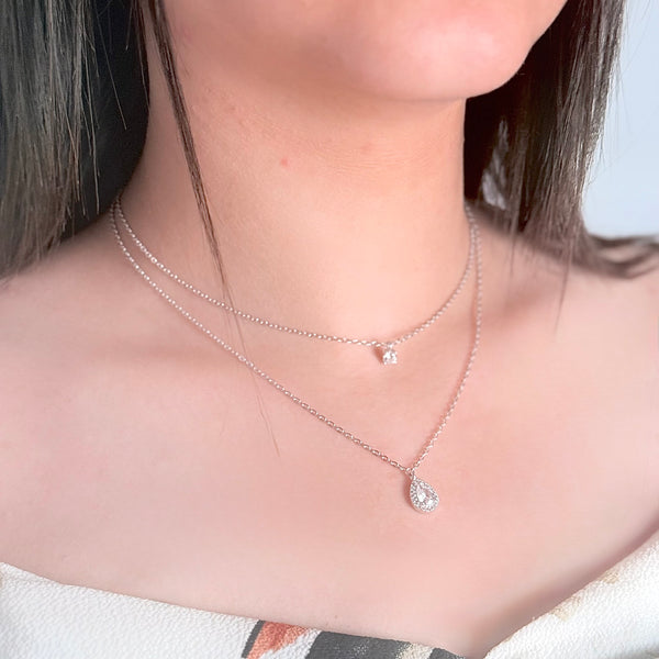 Double Layer Silver Necklace - Elegant Two Layers