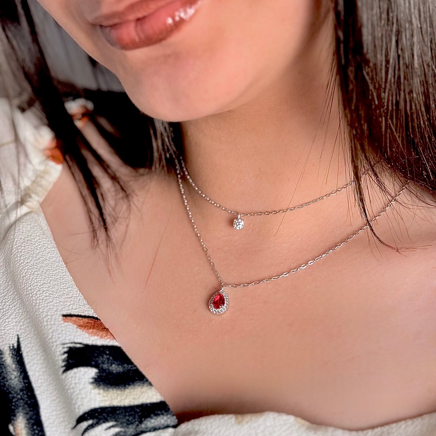 Double Layer Silver Necklace - Elegant Two Layers