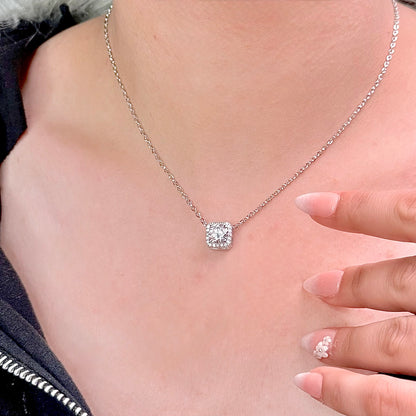 Crystal Box Shaped Stone Necklace