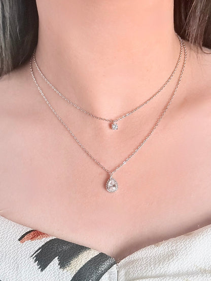 Double Layer Silver Necklace - Elegant Two Layers