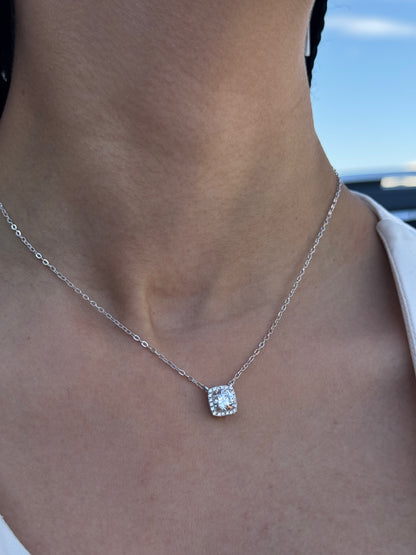 Crystal Box Shaped Stone Necklace